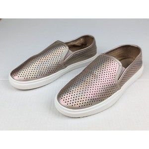 Time and Tru Women's 8 Metallic Rose Gold Casual Slip On Shoes Memory Foam